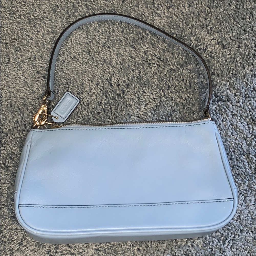 Powder blue leather coach bag